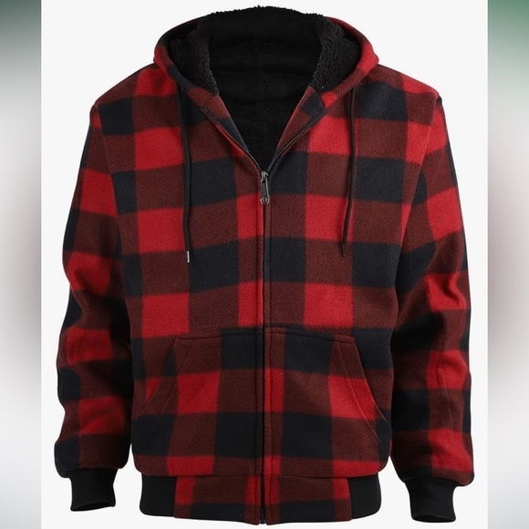 🆕 SPORTSWEAR SHERPA Zip Up Fleece Flannel Sweatshirt Heavy Lined Hooded NWT $90 - Picture 2 of 11